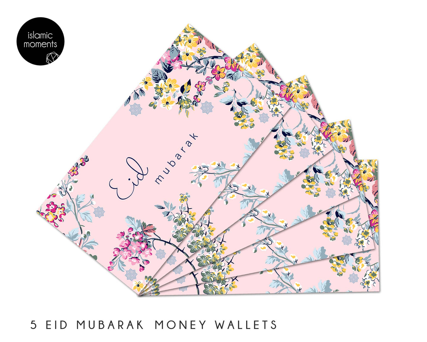 Multipack of 5 Eid Mubarak Money Wallets-Gift Cards - Sakura