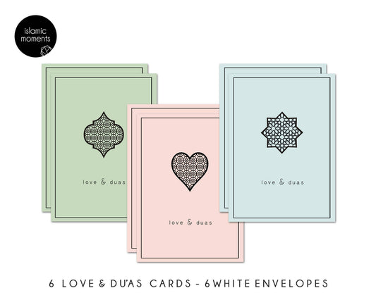 Love & Du'as Islamic Greeting Cards Multi Pack of 6 - MP LD