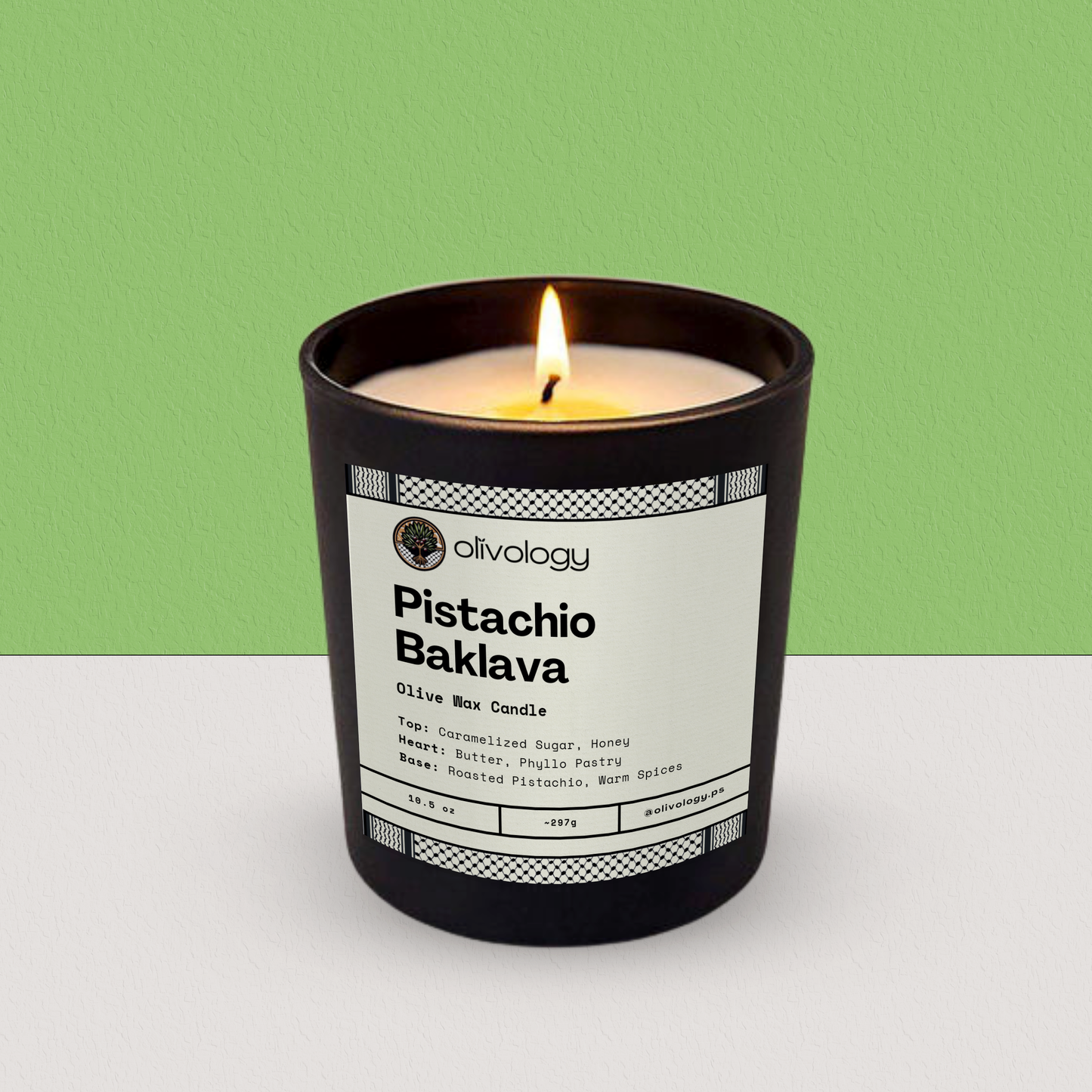 Pistachio Baklava — Handmade Olive Wax Candle